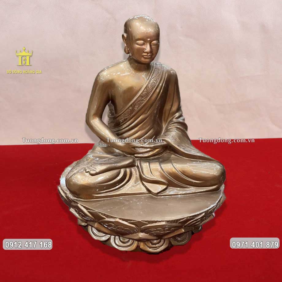 Tượng Đồng Phật Hoàng Trần Nhân Tông Tọa Thiền 61Cm